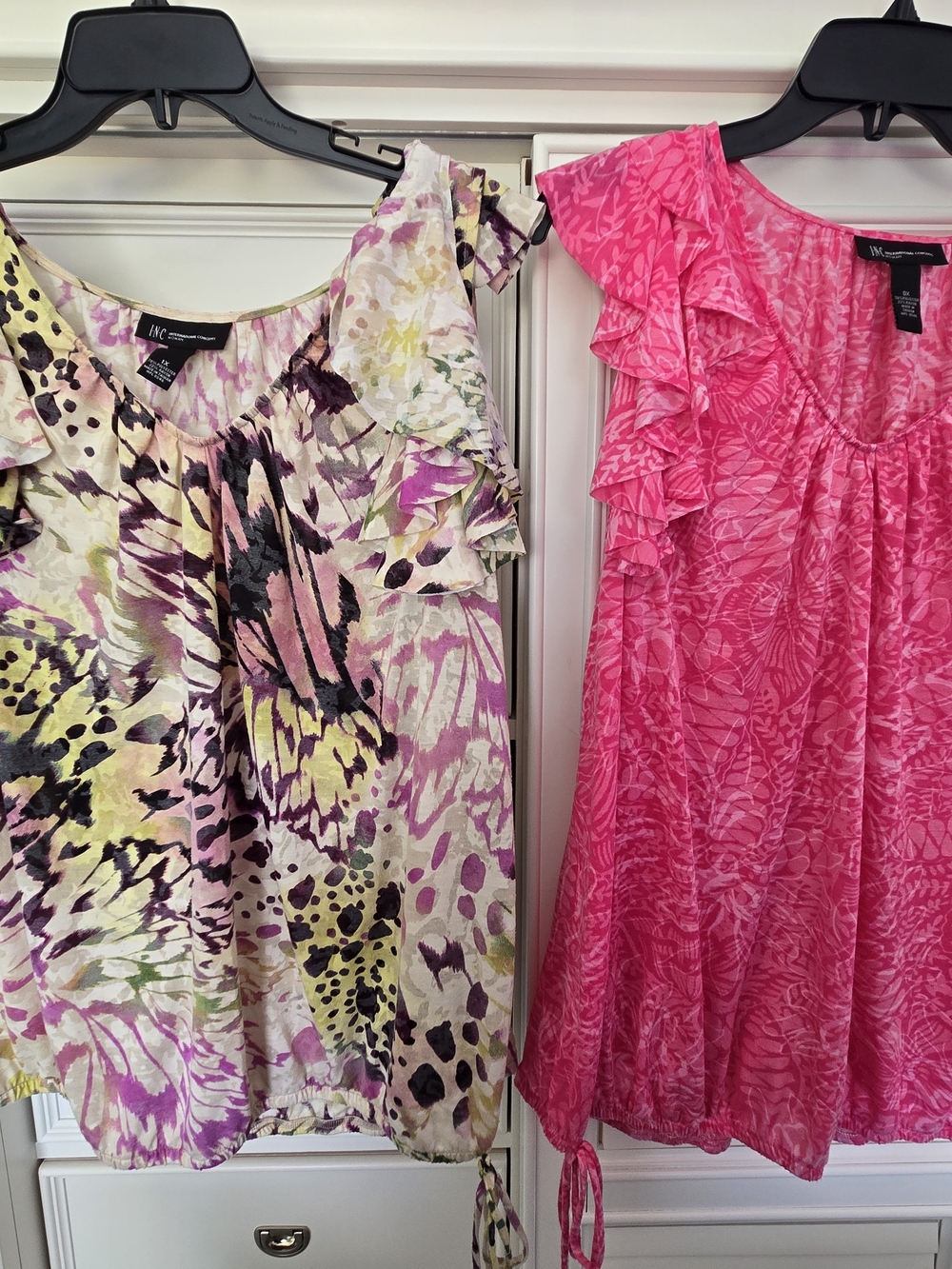 INC International Concepts Multicolor Floral Ruffle Sleeve Blouses